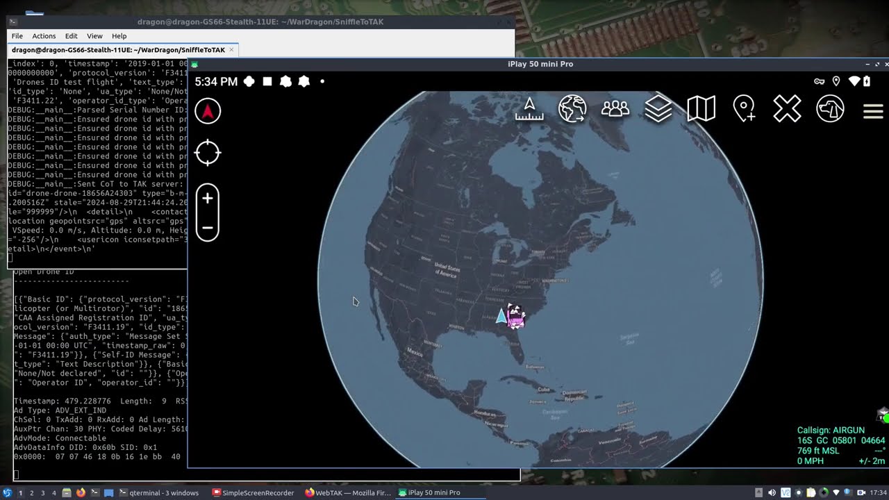 WarDragon: Real-Time Drone Remote ID Tracking with Snifflee, TAR1090 and ATAK