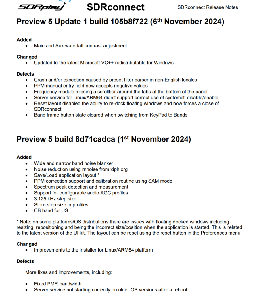 SDRplay SDRconnect Preview 5 Released